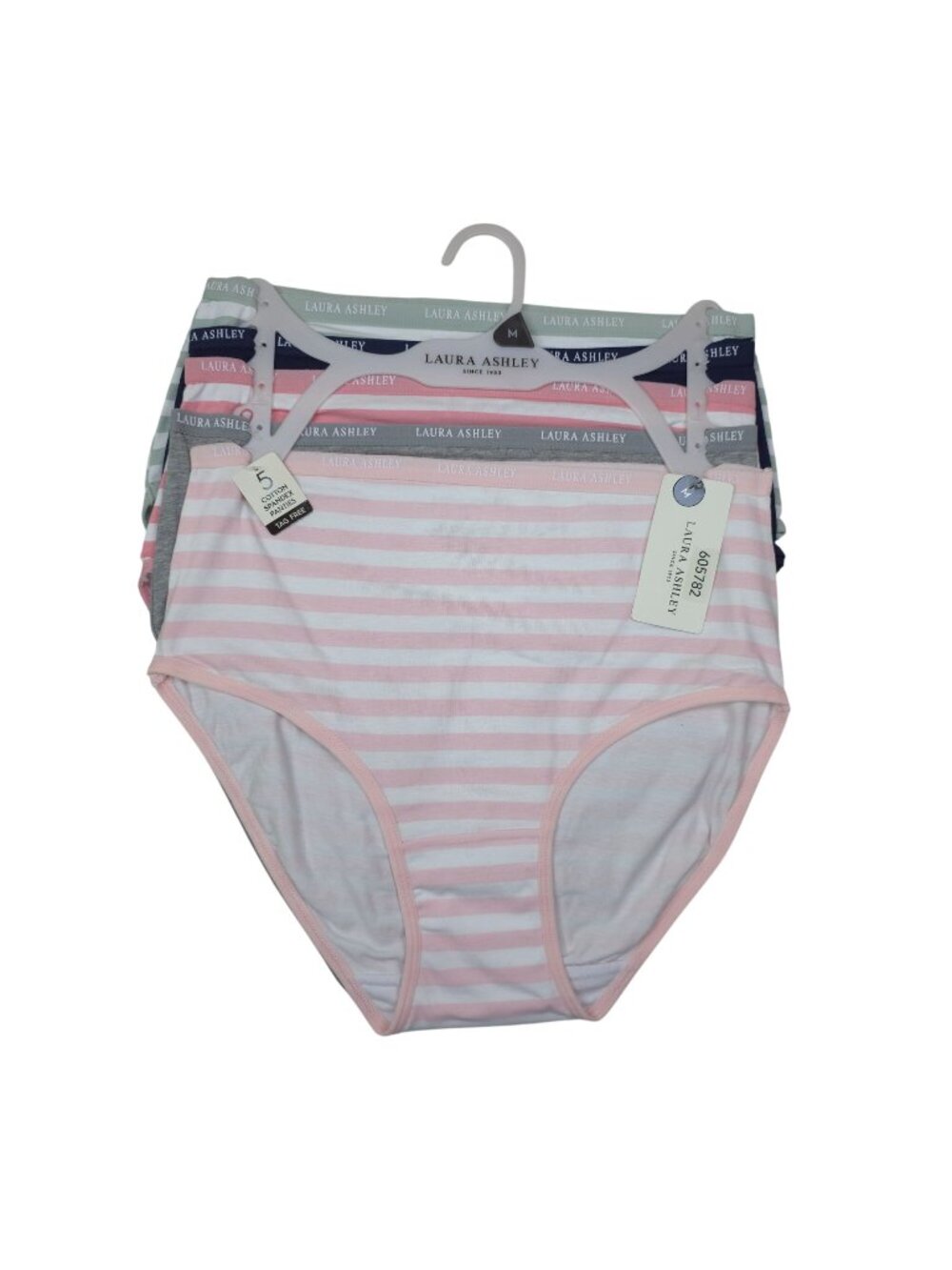 Laura Ashley Womens 5-Pack Medium Panties Briefs Cotton Blend Tag-Free Striped